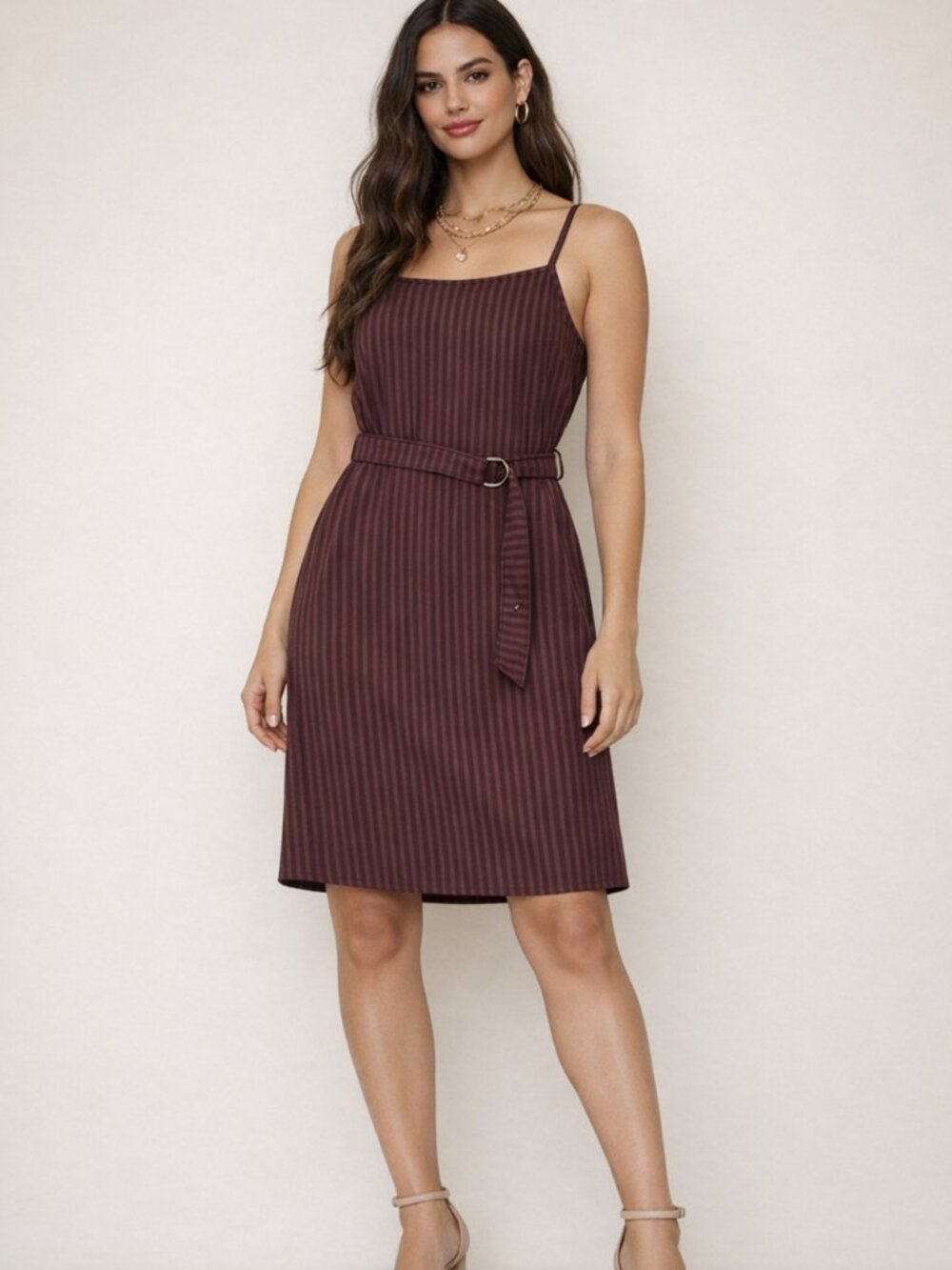 Say What? Mauve Belted Ribbed Midi Dress